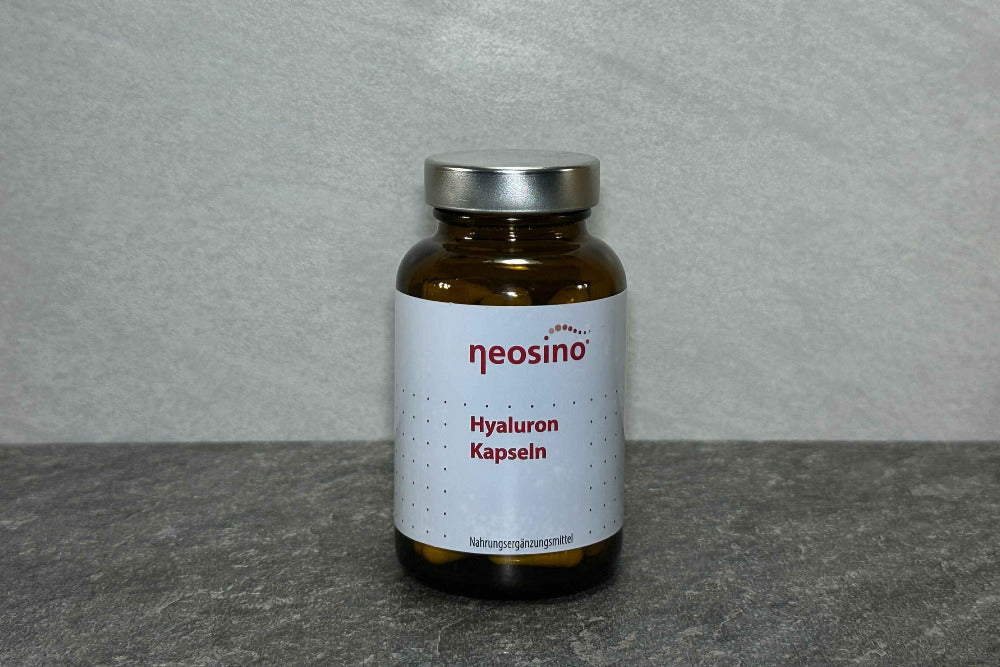Neosino Hyaluron Kapseln – Bild neben Dropdown-Menü für Vitalstoff-Auswahl