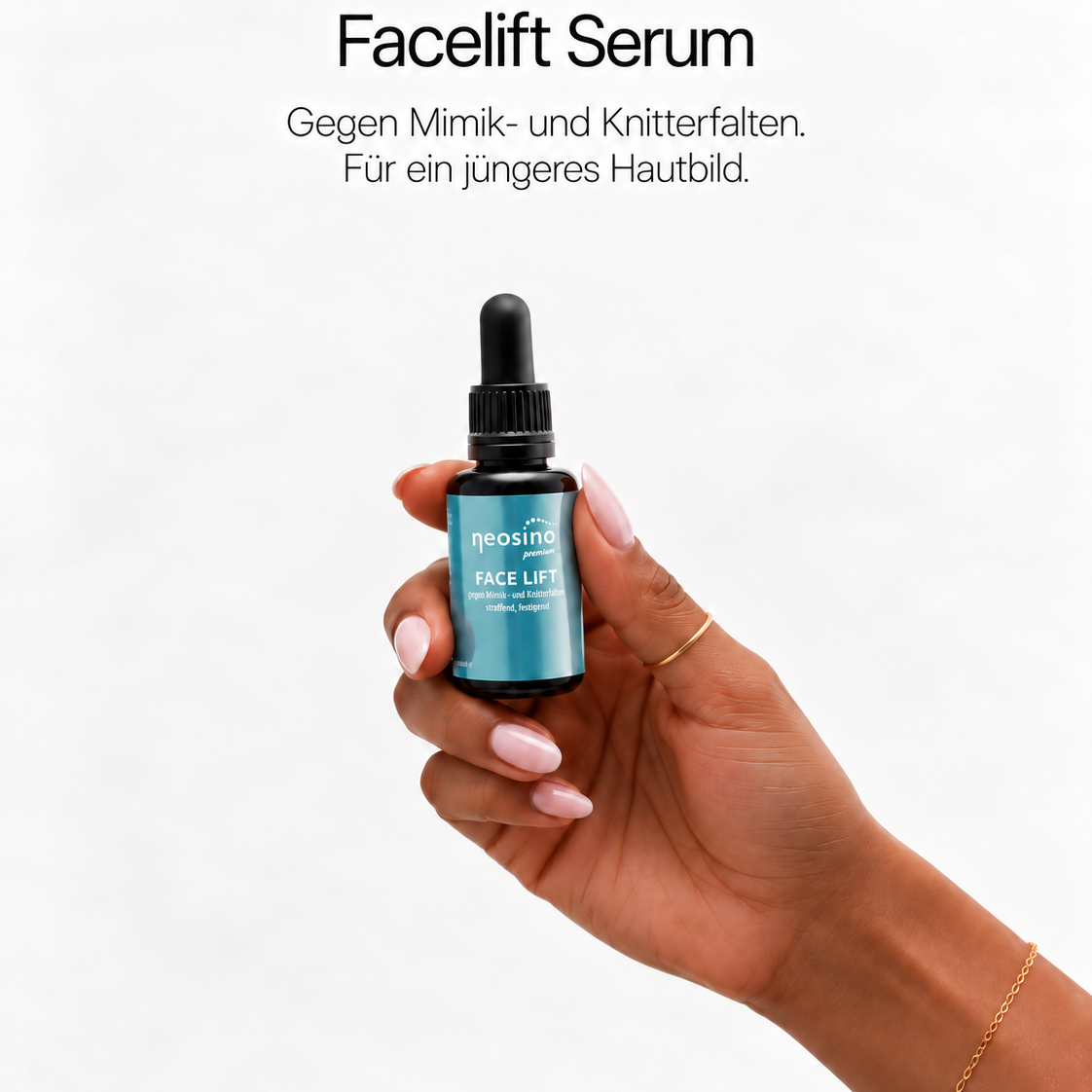Facelift Serum
Gegen Mimik- und Knitterfalten.
Für ein jüngeres Hautbild.