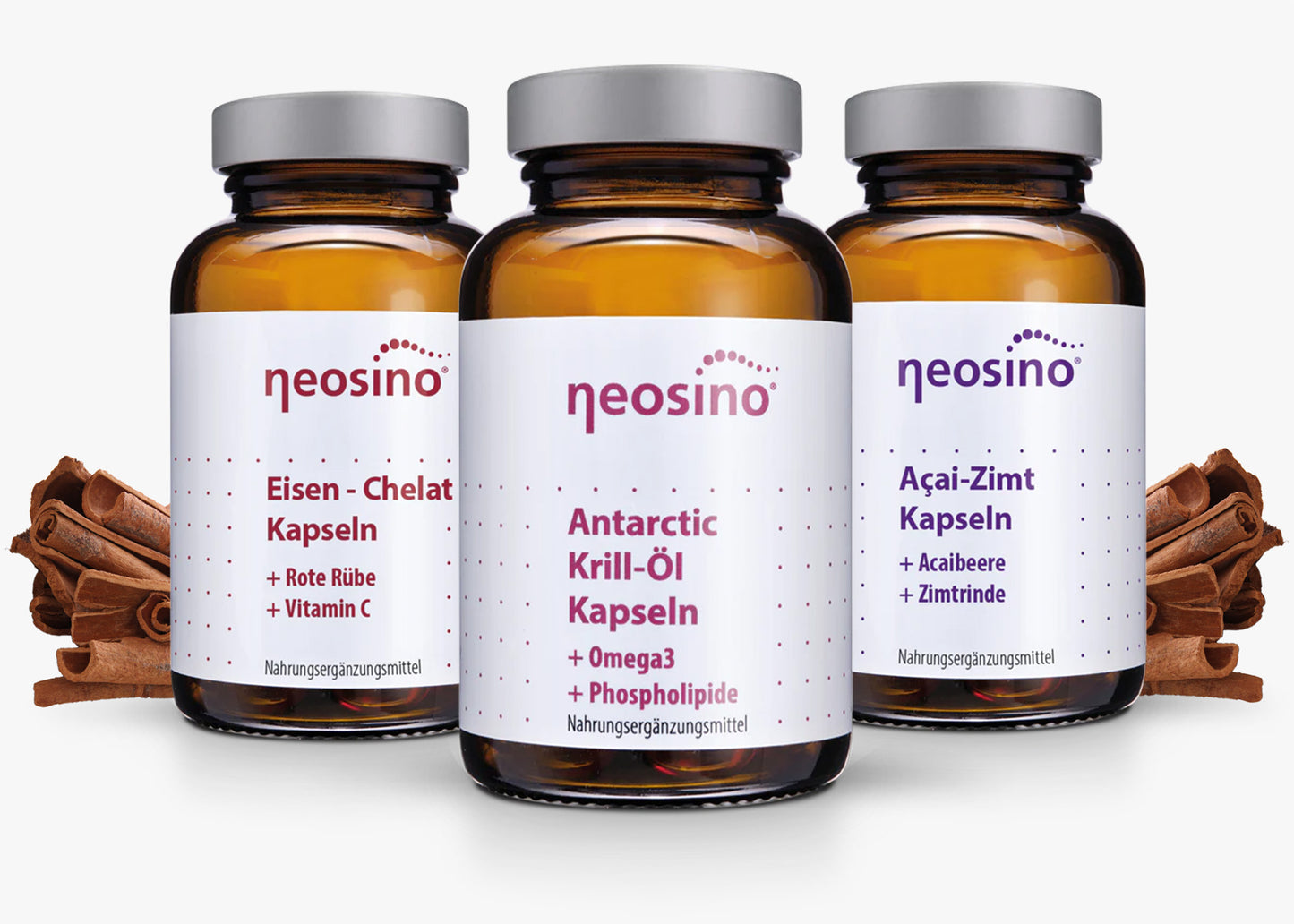 Neosino Vitalstoffe – Banner zur Kollektion mit Silizium, Mineralstoffen und Nahrungsergänzungen
